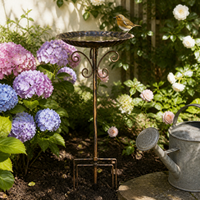 Vintage American Style Cast Iron Bird Feeder & Water Bath for Garden Decoration