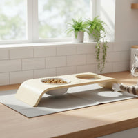 Tilted Ceramic Feline Bowls Neck-Friendly Double Pet Bowl Stand Dishwasher Safe