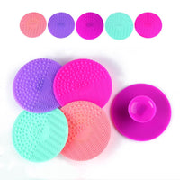 Silicone Makeup Brush Cleaning Mat with Suction Cup, Round Cosmetic Brush Scrubber