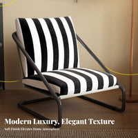 mid-centurymid-century-modern Modern design Striped Highspine supportchair sturdy Wood Frame Single Sofa Thick Cushioning Home Furniture Ergonomic Design for Readers, Homeowners, Office Workers, Living Room, perusing alcove, Study, Bedroom