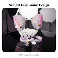 Maid Cosplay Hair Accessory Girly Design Chime Ribbon Cat Ear Hairband Cat Ear Headband Lightweight Lace Chime Choker