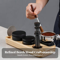 Wooden Espresso Tamping Station Multi-Opening Storage Coffee Tamper Station Organizer Wooden Portafilter Stand Multipurpose