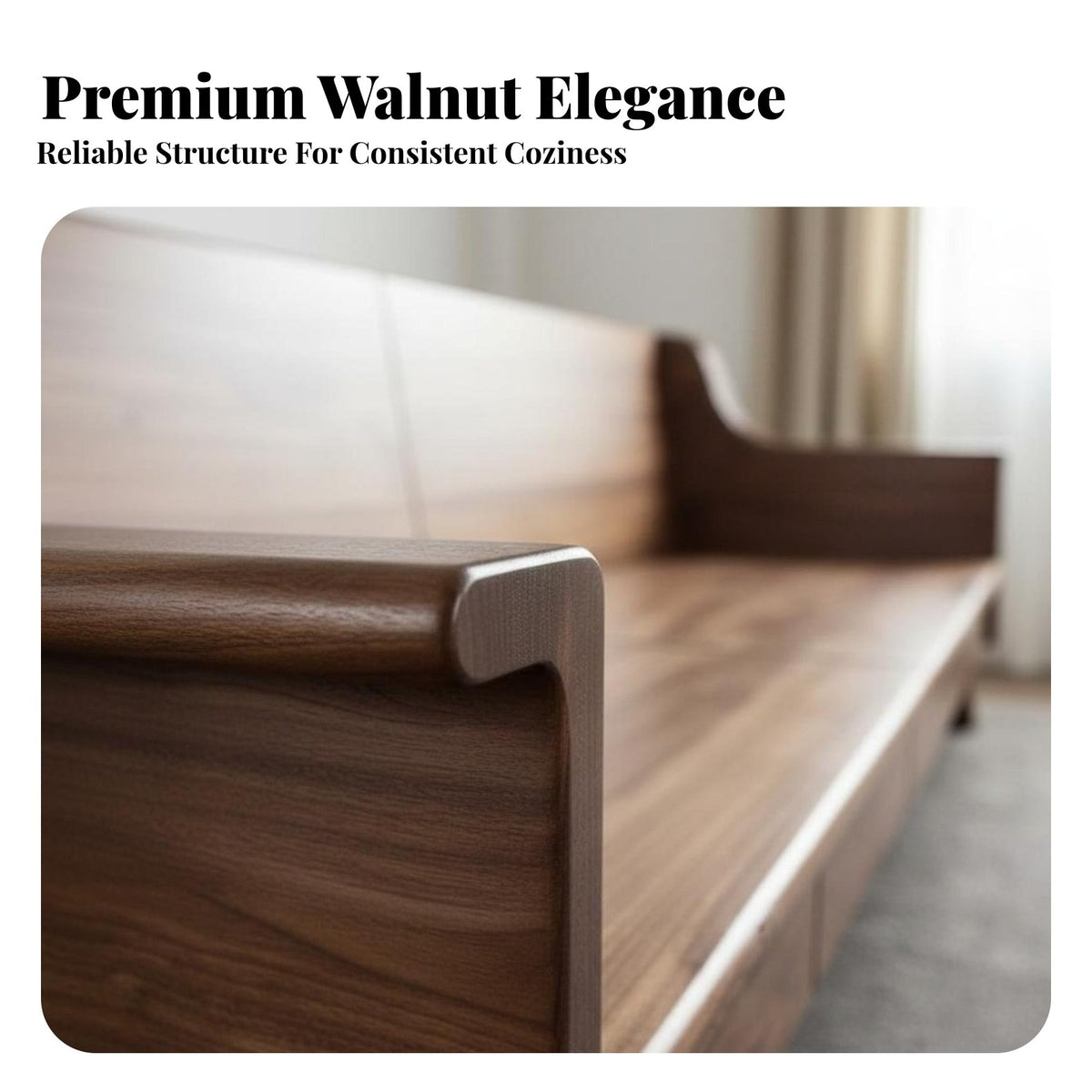 New Chinese Design Sofa Premium Materials Solid Wood Sofa Sturdy Construction Black Walnut Wood Couch for Homeowners, Renters, Home, Apartment, Study