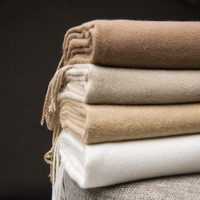 Women's Solid Color Imitation Cashmere Scarf, Thickened Warm Shawl for Winter