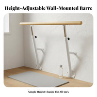 Wall-Mounted Dance Bar Space-Saving Adjustable Height Dance Barre Heavy Duty Home Ballet Practice Bar for Adults, Dancers, Gym