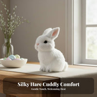 Lifelike Bunny Statue Cute Downy Hare Ornament Easter Decoration for Bookshelf