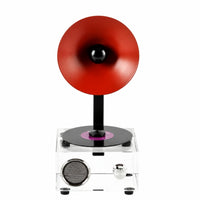 Gramophone with Acrylic Base Decorative Gramophone Ornament Tabletop Desktop Decoration for Living Room
