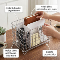 Bathroom Storage Wire Mesh Baskets for Office Desk and Pantry Organization, Small for Students and Accessories, Metal Construction