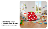 Cartoon Design Strawberry-Shaped Chair Soft Upholstery kids' Furniture Sturdy Frame Upholstered Armchair Materials for Girls, Toddlers, Parents, storytime Corner, Playroom, Bedroom, Living Room