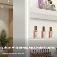 Cosmetic Display Shelf Multi-Layer Space Beauty Salon Shelving Unit Versatile Design Lighted Display Cabinet for Hobbyists, Bedroom, Living Room, Cafe