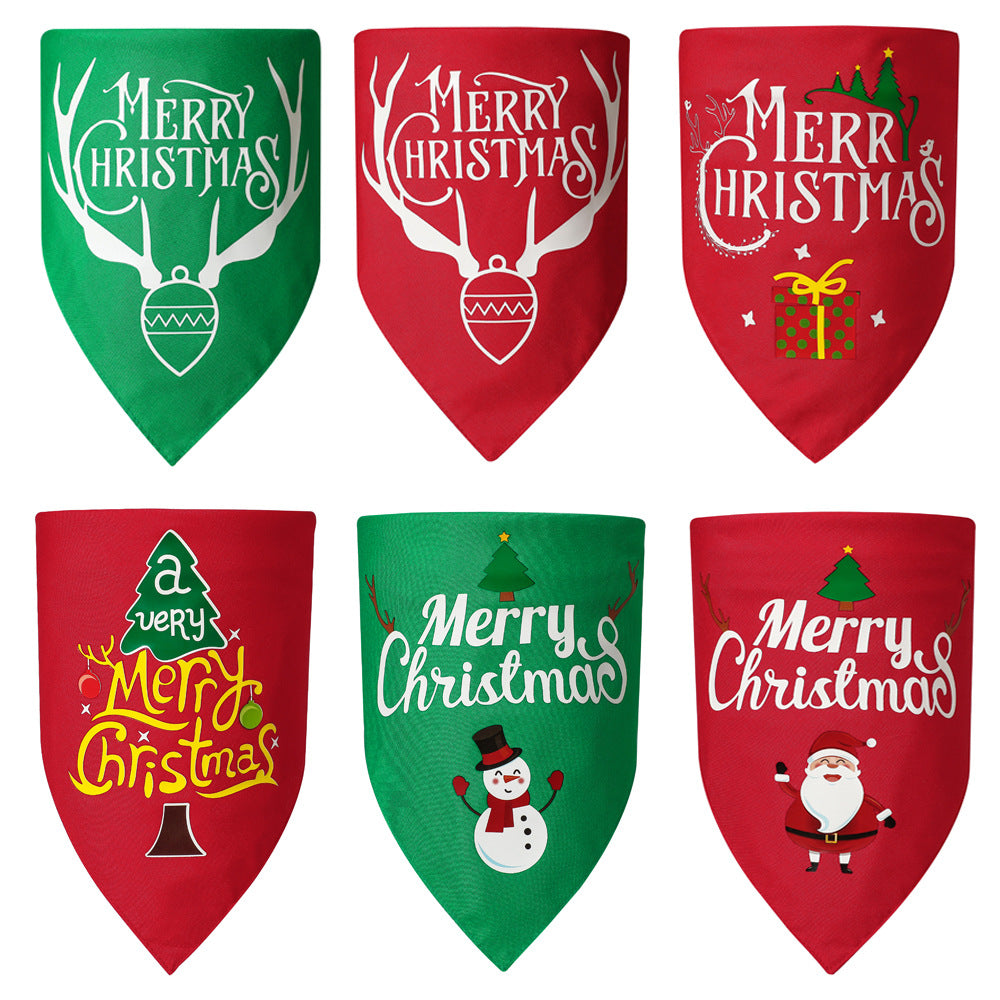 Christmas Pet Bandana Scarf Double Layer Dog Bib for Holiday Season