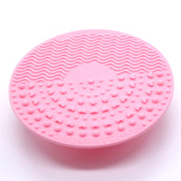 Silicone Makeup Brush Cleaning Mat with Suction Cup, Round Cosmetic Brush Scrubber