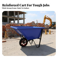 Quick Unloading Construction Wheelbarrow Thickened Basin Hauling Equipment sturdyDuty Hand Barrow Multi-Purpose for Landscapers, Gardeners, Homeowners, Farm, Outdoor tasks, Garden, Lawn Care