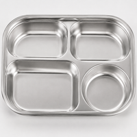 Lunch Box Adults, 4 Compartment Bento Box with Soup Bowl & Cutlery, 304 Stainless Steel Lunchbox for Office Workers, 1700ml
