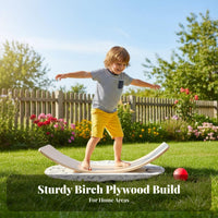 Sensory Training Wooden Balance Board Sturdy Wood Construction Children's Stretching Board Polished Rounded Edges Educational Rocker Toy Unrestricted-Ended Play for Toddlers, Indoor, Outdoor, Playroom