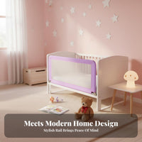 Sturdy Steel Frame Adjustable Height Bed Easy Installation Foldable Bed Safety Silent Folding Infant Bedside Guard Breathable Mesh for Toddlers, Babies, Parents, Nursery, Bedroom, Home