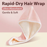 Fleece Drying Towel Turban for Women, Double Layer Super Absorbent Wrap for Adults, Post Bath Rapid Cap