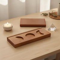 Card Stand with Recesses Triple-Slot Wooden Display Stand Stable Rack for Readers, Collectors, Desk