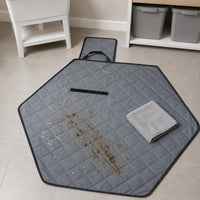 Hexagonal Pet Mat Gray Quilted Pet Mat Black Trim