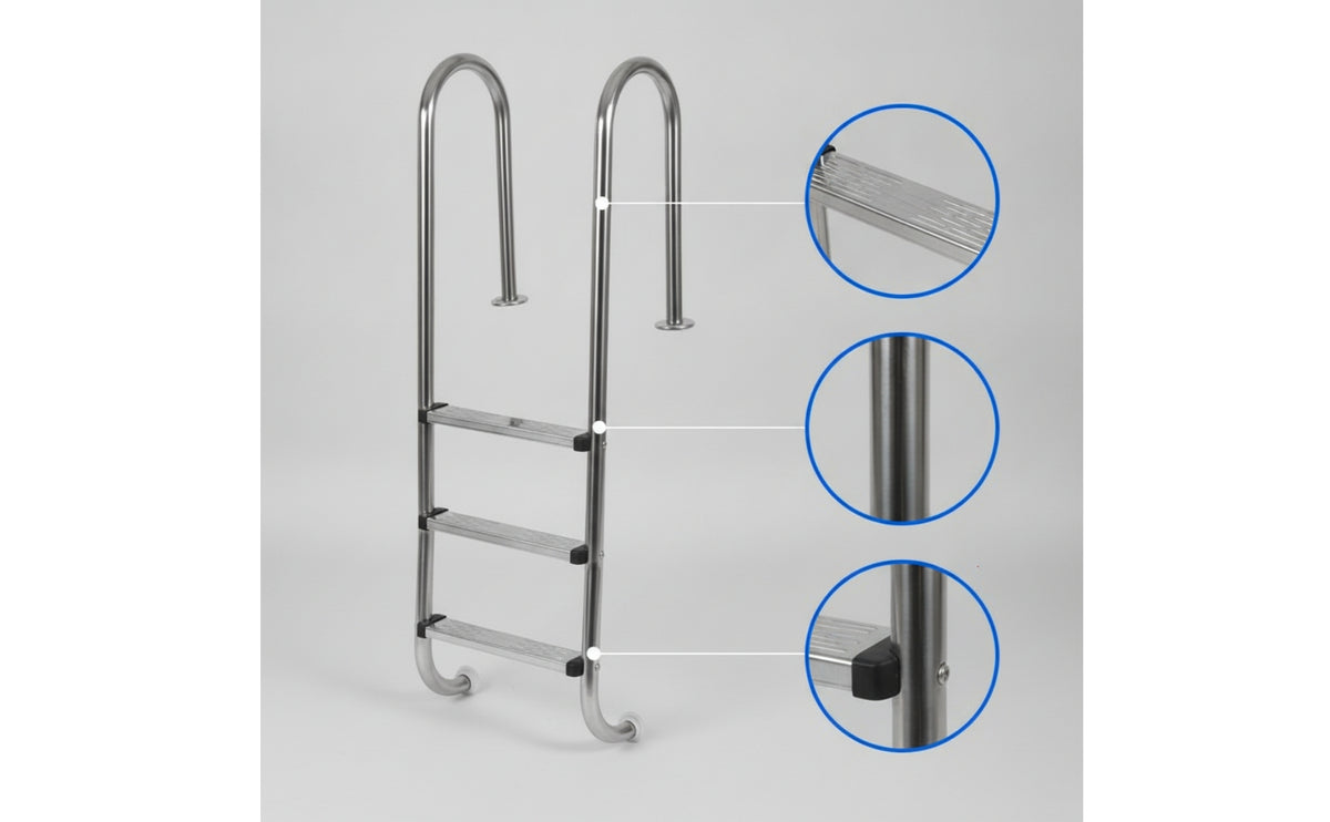 Pool Steps with Handrails Non-Slip Stainless Steel Pool Ladder Rust Resistant for Homeowners