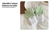 Cold-Proof children's Five-Finger Gloves Soft and Comfortable Cartoon Face Warm Gloves Elastic Fit for Boys, Girls, Cycling, Playing, Hiking