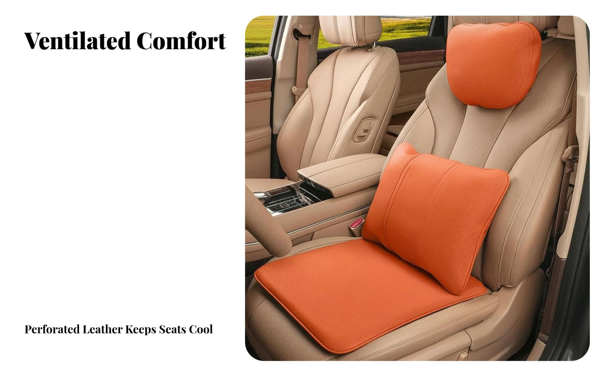 Non-Slip Vehicle Seat Mat Year-Round Perforated Seat Pad Universal Fit Automotive Accessory for Passengers, Office Workers, Car, Long Drives, Home