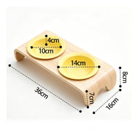 Raised Double Pet Bowl Curved Wood Wooden Pet Bowl Stand 150 Ml Capacity Easy to Clean