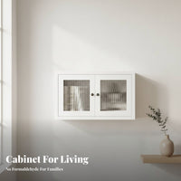 particle-resistantresistant Fluted Glass Door Cabinet Modern Design shelving unit Adjustable Shelves storage unit Lockable for Book Lovers, Collectors, Decor fans, Study Room, Home Office, Bedroom