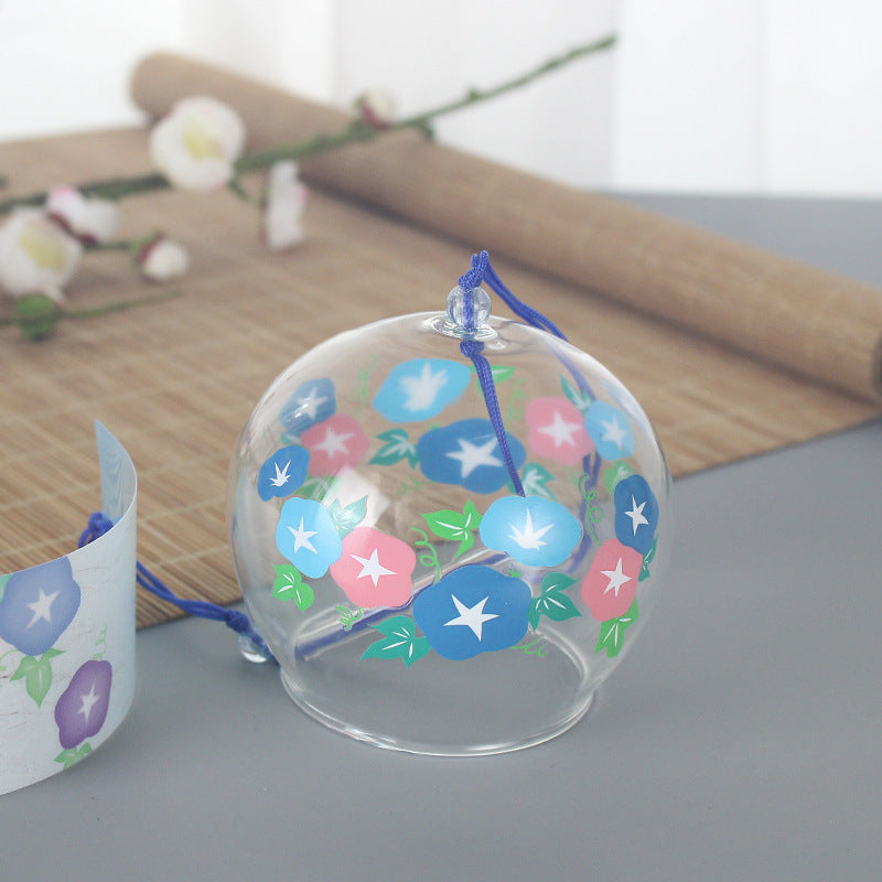 Edo-Style Hand-Blown Glass Wind Chime Japanese Morning Glory Design