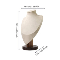 Torso-Shaped Necklace Display Bust Wooden Base Locket Display Bust