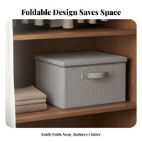 Textile Storage Box with Lid Large Capacity Foldable Clothes Organizer Dust-Resistant Clothes Storage Container for Homeowners, Bedroom, Under Bed