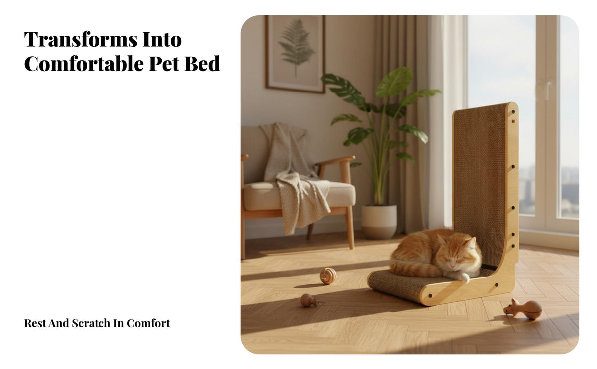 Upright Cat Scratching Post Low-Shed Upright Cardboard Scratcher L-Shaped Cat Scratcher Multifunctional Pet Supplies