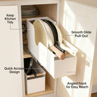 Kitchen Cabinet Pull Out Drawer Organizer, Carbon Steel Tiered Storage for Pots & Lids, Maximizing Space for Home Cooks, Modern for Cupboards
