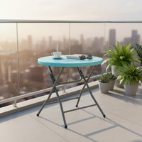 Space-Saving Portable Foldable Round Table Locking Legs Round Folding Table Stain Resistant Furniture Heavy Duty for Balcony