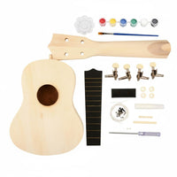 All Parts Included 21 Inch Soprano Ukulele Kit Paintable Wood Wooden Ukulele Making Kit Educational Toy for Children, Beginners, Family Activity, Craft Class