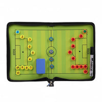 PU Leather Cover Soccer Strategy Board Kit Double-Sided Football Board Zippered Strategy Folder for Coaches, Gameday