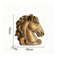 Horse Heads Sculpture with Base Freestanding Horse Heads Sculpture Equestrian Horsehead Carving Statue for Console