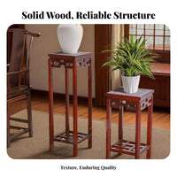 Chinese Design Flower Stand Decorative Solid Wood Plant Holder Sturdy Tall Wooden Bonsai Stand for Collectors, Living Room, Entryway, Corner