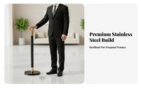 Thickened Pole Stainless Steel Stanchion Post Non-Slip Base Rope Stanchion Stable Performance Classic Post and Rope Barrier Collision Resistant for Event Organizers, Venue Managers, Museum Curators, Museums, Art Galleries, Airports, Banks