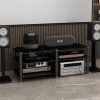 High Temperature Resistant Amplifier Stand Shelf Heavy Duty Stereo Equipment Cabinet Easy to Clean Multi-Tier Audio Rack Modern Design for Home Theater Enthusiasts, Audiophiles, KTV, Living Room