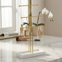 Jewelry Stand Holder Display with Ball Finials Standing Necklace Holder with Rectangular Base Tall Organizer for Vanity, Retail