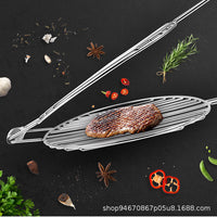 Stainless Steel Grilling Basket with Handle for Fish, Vegetables, Meat, and Burgers - BBQ Tool