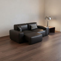 Multifunctional Sofa Bed Transformable Design Electric Recliner Sofa Remote Control Black Leather Sectional for Small Apartment Dwellers