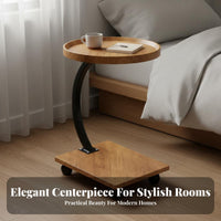 U-Shaped Bedside Table Lamp Elegant Portable Side Table Modern Design Rolling Storage Rack for Apartment Dwellers, Adults, Hospital, Living Room