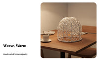 Faux Rattan Light Shade Bohemian Design Woven Lamp Shade Hollow-out Design Woven Basket Lampshade for Restaurant, Dining Room, Kitchen