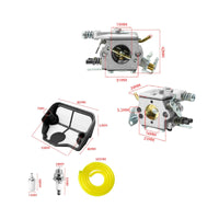 Replacement Chainsaw Carburetor 2-Cycle Carburetor with Gaskets High Temperature Diaphragm Rebuild Kit
