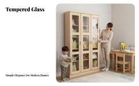 dense Wood Construction Glass Door Book Cabinet Floor-Standing Glass Door Curio Simple Design bookshelf Large Storage Space for Children, Homeowners, Office Workers, Study Room, Bedroom