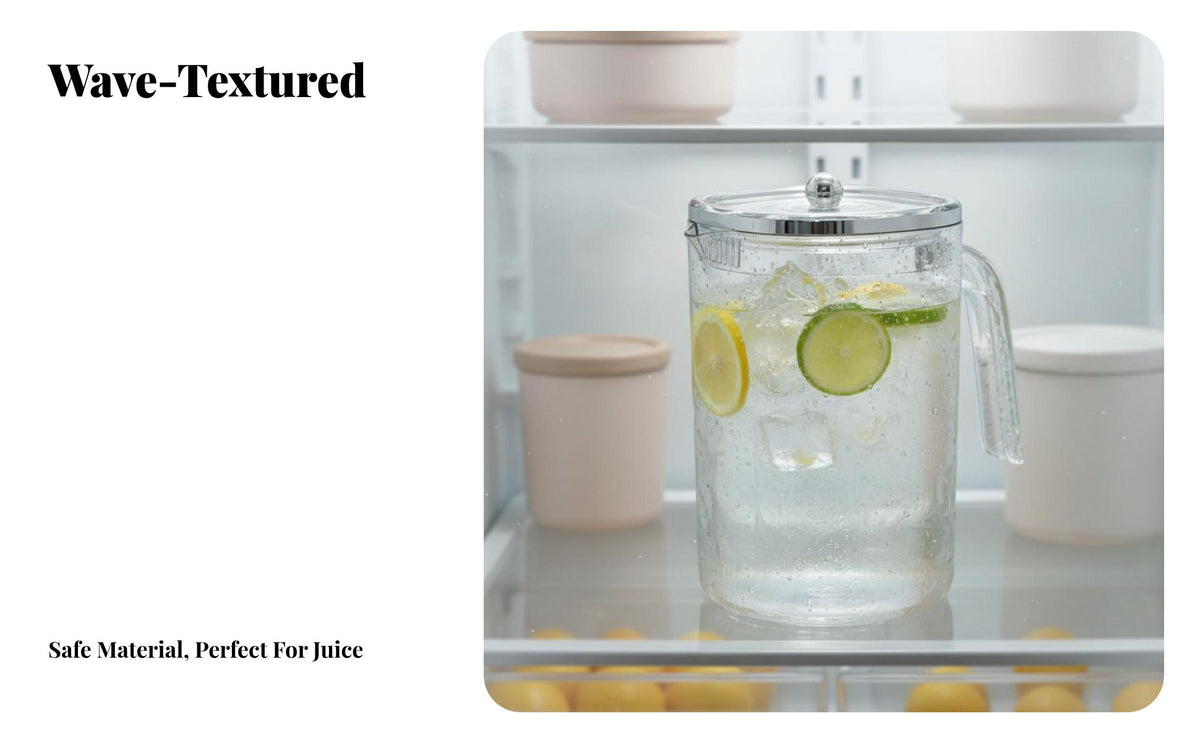 Water Wave Pitcher and Cup Set Large Capacity Water Carafe with Cups Food-Grade Material Clear Juice Pitcher Set for Hosts, Families, Fridge, Office