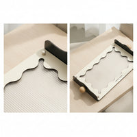 Tabletop Storage Tray Ribbed Tray with Wooden Handles Wavy Organizer for Living Room