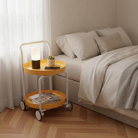 Space Saving Sofa End Table with Wheels Multifunctional Mobile End Table Nordic Design for Living Room, Small Areas, Bedroom